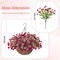 Artificial Faux Hanging Flowers Basket for Spring Outdoors Decoration(Rose White Pink)